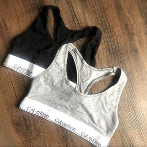 Two Calvin Klein Cotton Bralettes